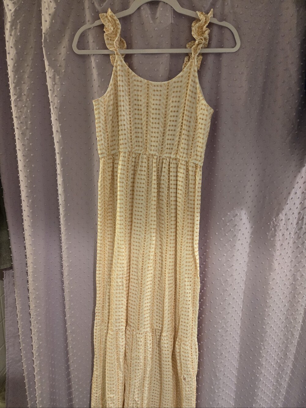 Jessica Simpson Sleeveless Ruffle Strap Maxi Dress in Pale Yellow